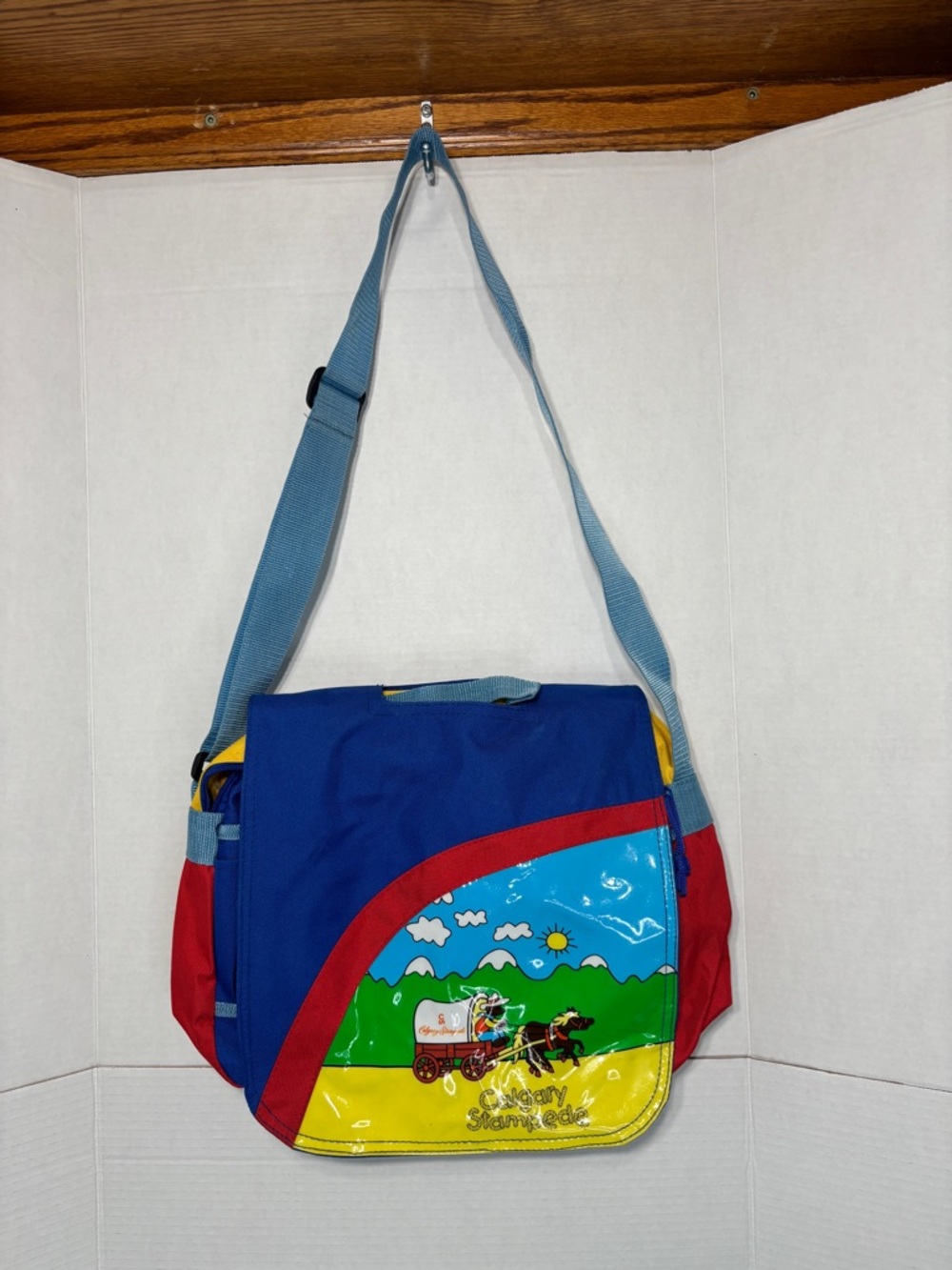 Vintage Calgary Stampede Merch Kids Colorblock Messenger Bag Rodeo Theme